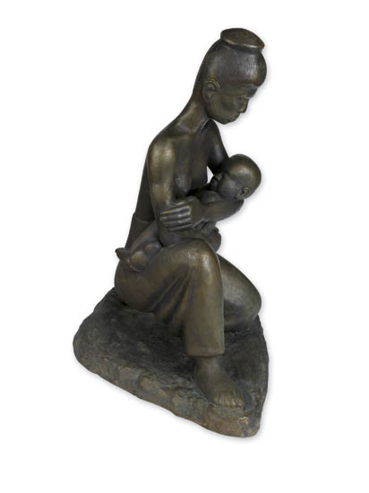 HAYWARD L. OUBRE (1916 - 2006) Kneeling Mother (Mother and Child).